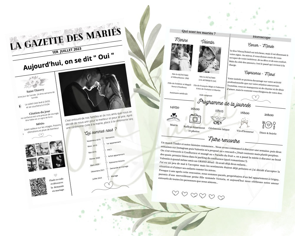 Gazette des Mariés - Fichier modifiable